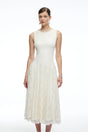 Cassia White Embroidered Midi Dress with Lace