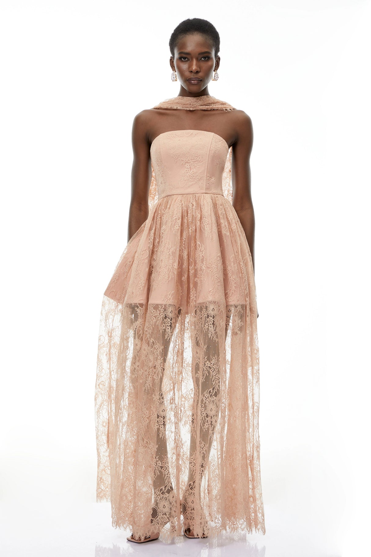 Cassidy Pink Floral Appliqué Maxi Dress