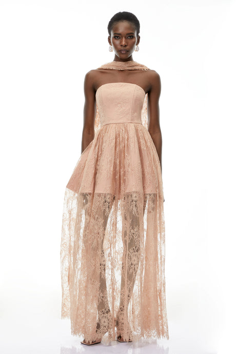 Cassidy Pink Floral Appliqué Maxi Dress