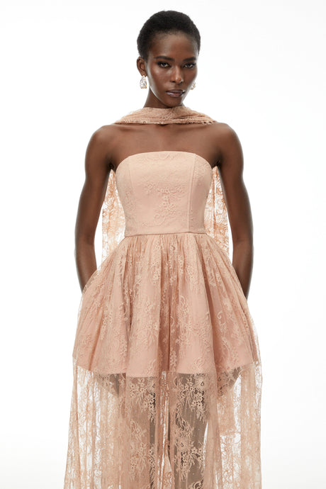 Cassidy Pink Floral Appliqué Maxi Dress