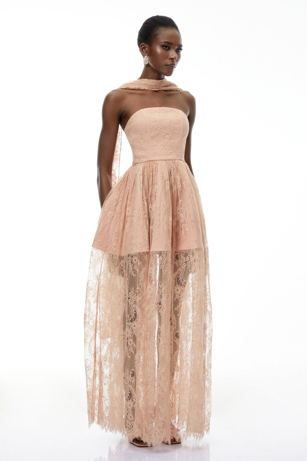 Cassidy Pink Floral Appliqué Maxi Dress