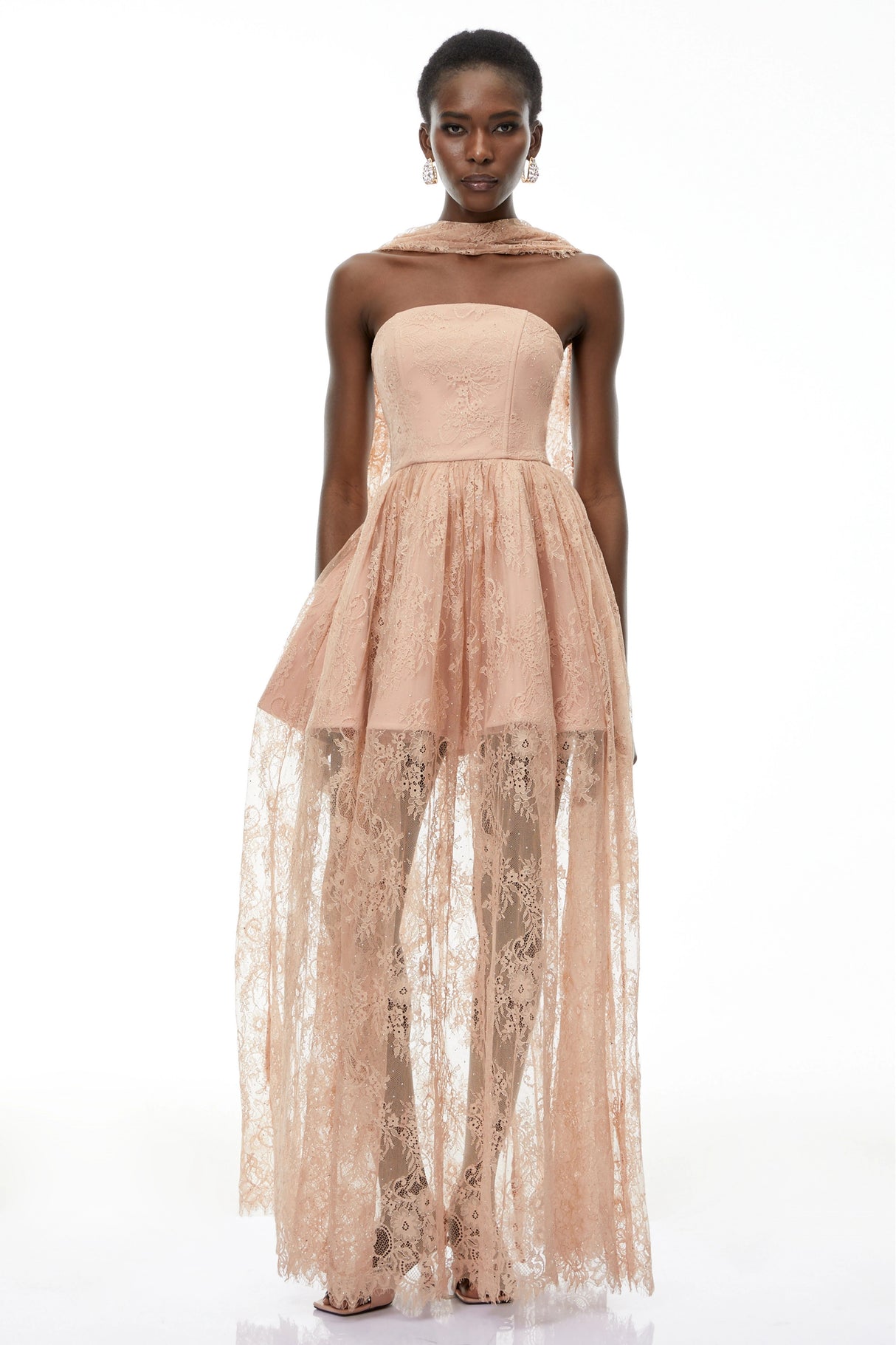 Cassidy Pink Floral Appliqué Maxi Dress