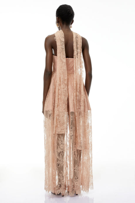 Cassidy Pink Floral Appliqué Maxi Dress