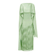 Cayetana Emerald Green Fringe Maxi Dress with Cape Effect