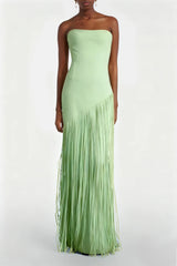 Cayetana Emerald Green Fringe Maxi Dress with Cape Effect