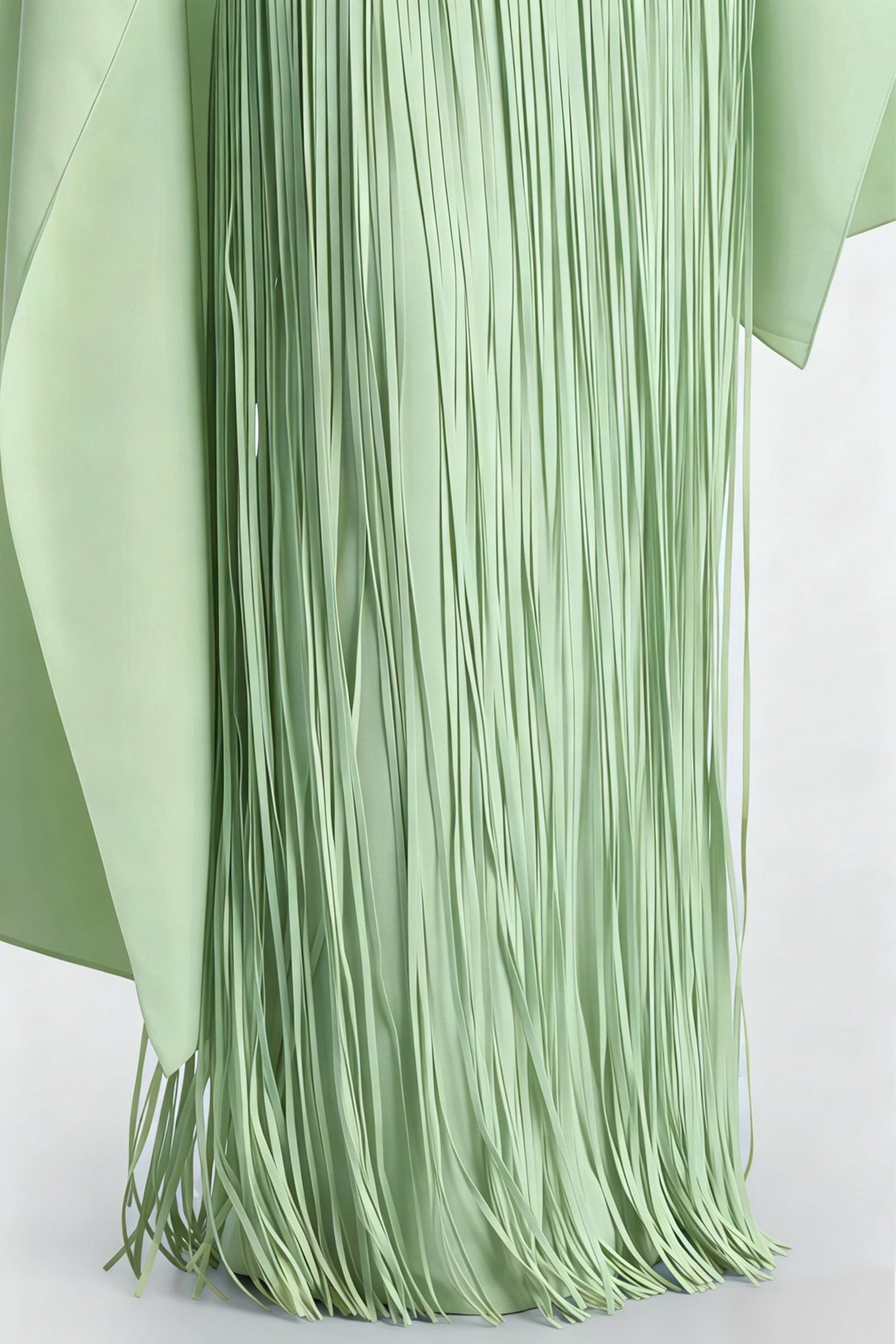 Cayetana Emerald Green Fringe Maxi Dress with Cape Effect