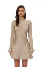 Cayetana Khaki Crystal Embellished Knit Mini Dress