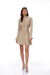 Cayetana Khaki Crystal Embellished Knit Mini Dress