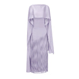 Cayetana Lilac Fringe Maxi Dress with Cape Effect