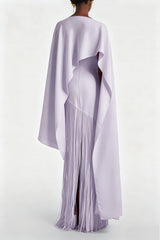 Cayetana Lilac Fringe Maxi Dress with Cape Effect