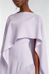 Cayetana Lilac Fringe Maxi Dress with Cape Effect