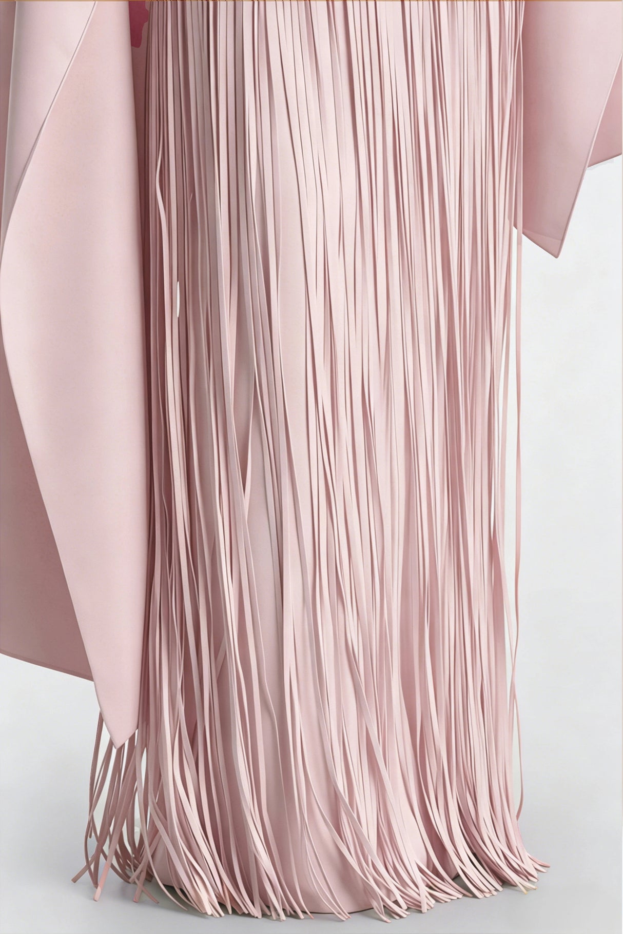 Cayetana Nude Pink Fringe Maxi Dress with Cape Effect