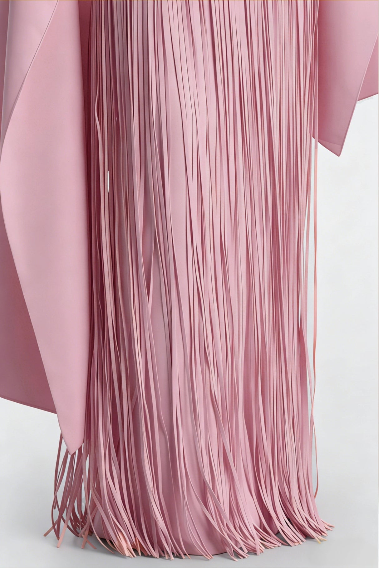 Cayetana Pink Fringe Maxi Dress with Cape Effect