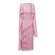 Cayetana Pink Fringe Maxi Dress with Cape Effect