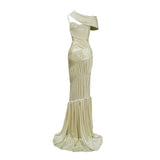 Cecilia Neutral Sea Ammonite Shirred Maxi Dress