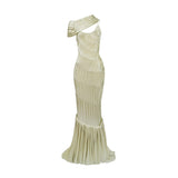 Cecilia Neutral Sea Ammonite Shirred Maxi Dress