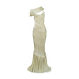 Cecilia Neutral Sea Ammonite Shirred Maxi Dress