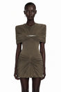 Celeste Chocolate Brown Pleated Cape Mini Dress