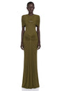 Celeste Green Pleated Cape Maxi Dress