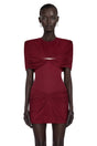 Celeste Red Pleated Cape Mini Dress