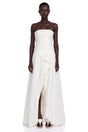 Celeste White Strapless Ruched Asymmetrical Maxi Dress