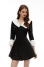 Celestine Black VNeck Color Block Mini Dress