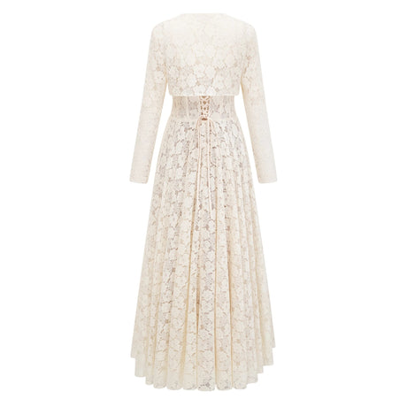 Celina White Lace Corset Maxi Dress