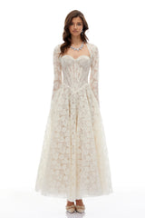 Celina White Lace Corset Maxi Dress