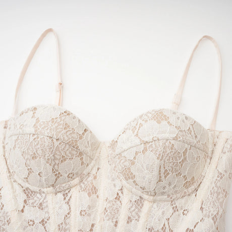 Celina White Lace Corset Maxi Dress