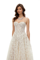 Celina White Lace Corset Maxi Dress