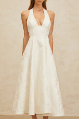Céline White Glamorous Event Midi Dress