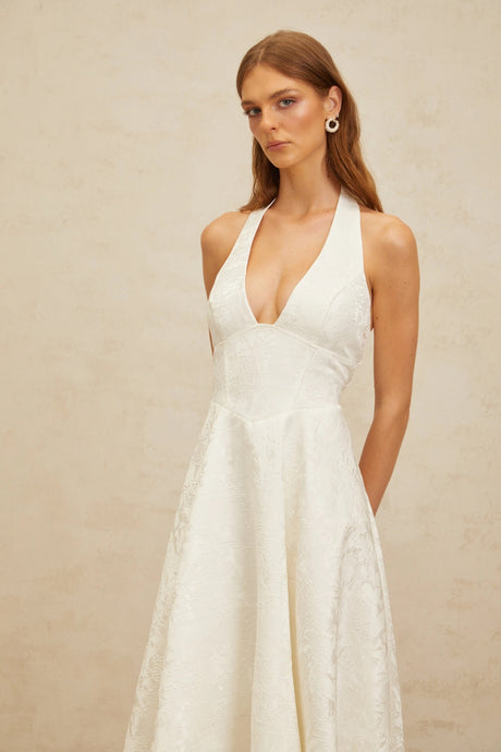 Céline White Glamorous Event Midi Dress