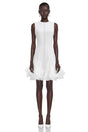 Cevher White Asymmetrical Mini Dress with Buttons