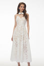 Chakame White Floral Lace Midi Dress