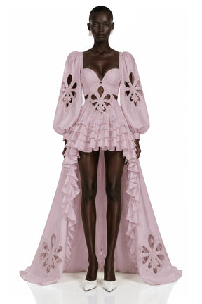 Charles Pink CutOut Asymmetrical Maxi Dress