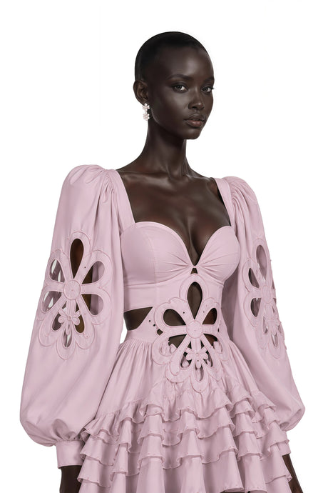 Charles Pink CutOut Asymmetrical Maxi Dress