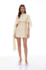 Charlie Neutral Asymmetrical Cape  Braided Dress Set