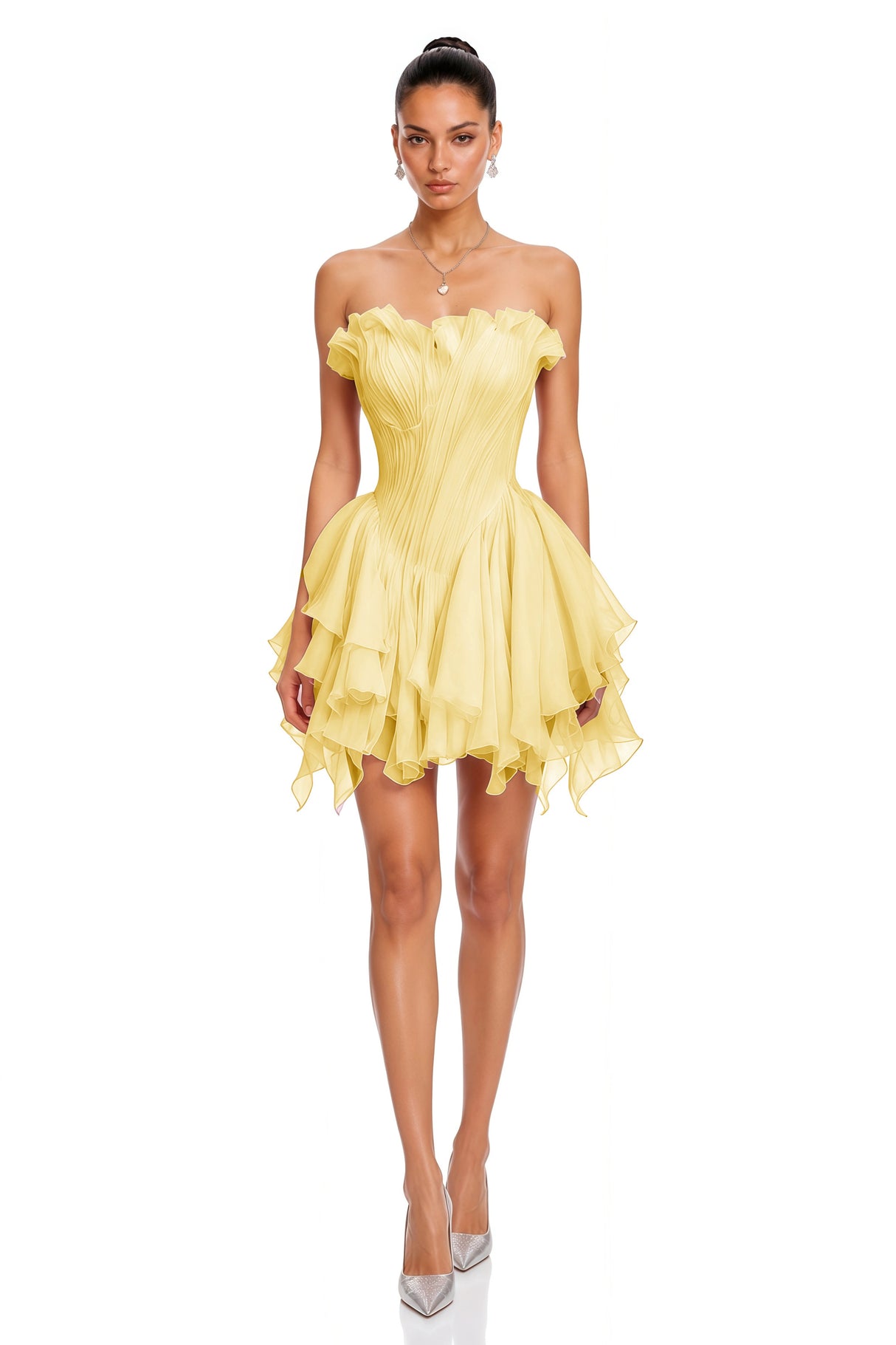Charlotte Yellow Off Shoulder Ruffled Mini Dress