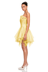 Charlotte Yellow Off Shoulder Ruffled Mini Dress