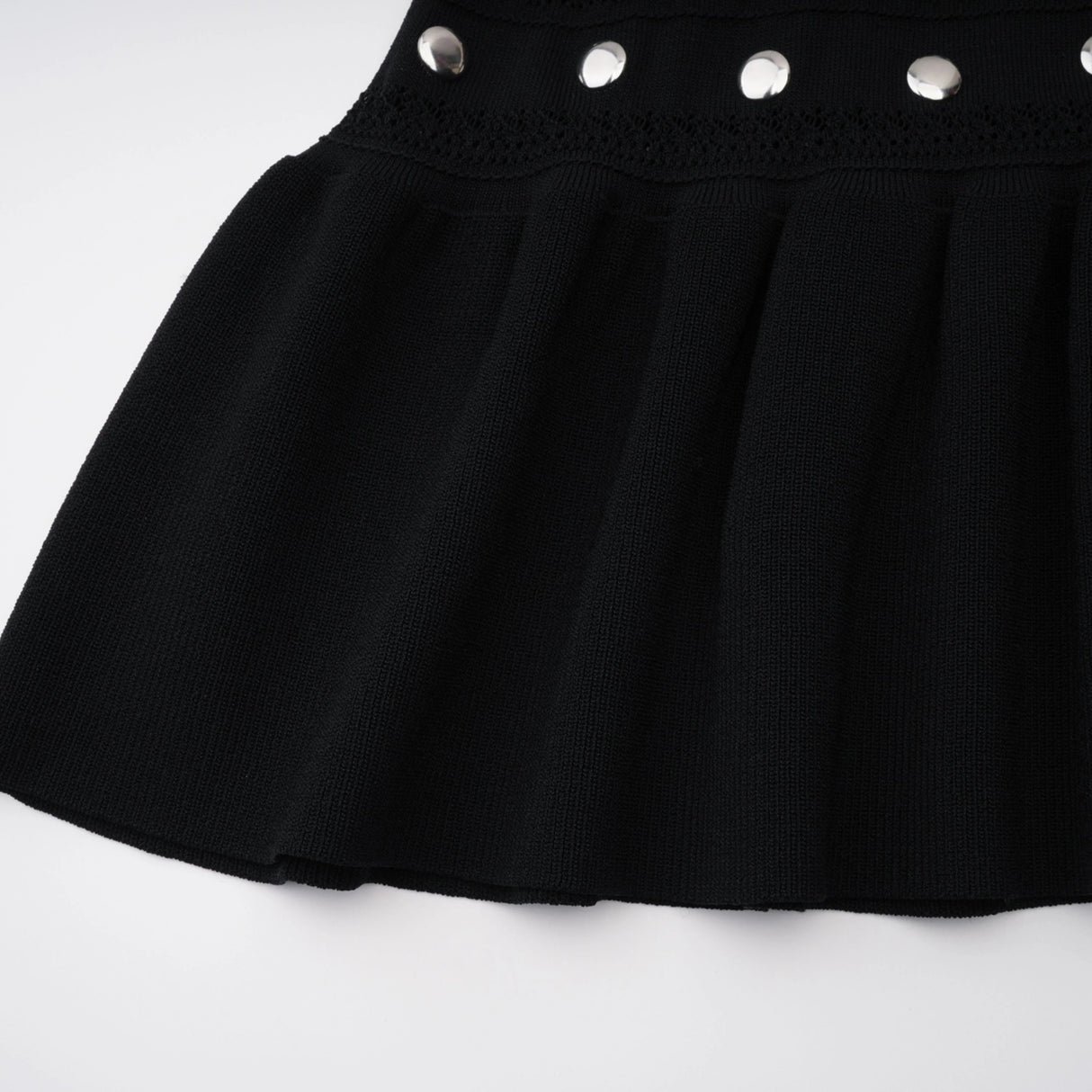 Chloé Black Long Sleeve Studded Crochet Knit Midi dress