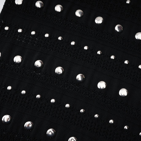 Chloé Black Long Sleeve Studded Crochet Knit Midi dress