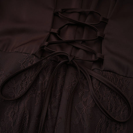 Christa Brown Floral Lace Maxi Dress with Cape