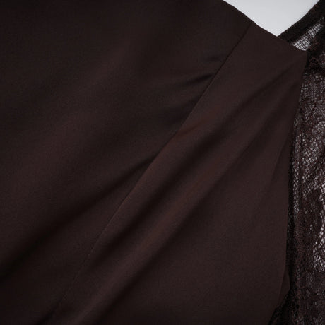 Christa Brown Floral Lace Maxi Dress with Cape