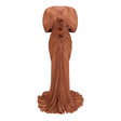 Cíntia Camel Ruched Maxi Dress with 3D Florals