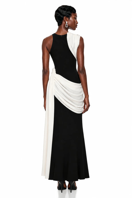 Circe Color Block Asymmetrical Maxi Dress
