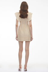 Cire White Embellished Mini Dress with Cap Sleeves