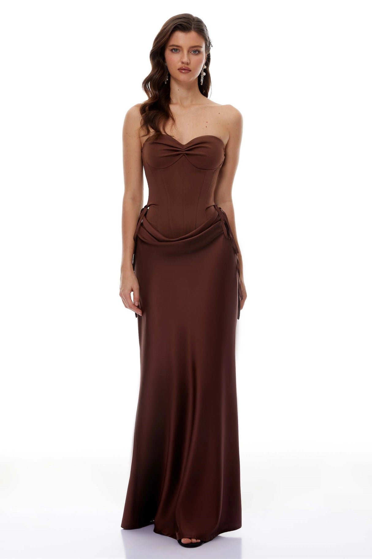 Clara Brown OffShoulder Bodysuit  Satin Skirt Set