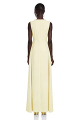 Clarisse Yellow Rhinestone Front ALine Maxi Dress