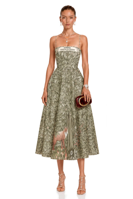 Claudia Green Jungle Print Midi Dress