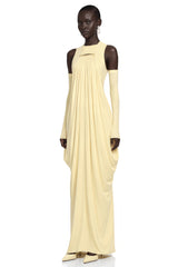 Clemira Yellow Sleeveless Draped Maxi Dress